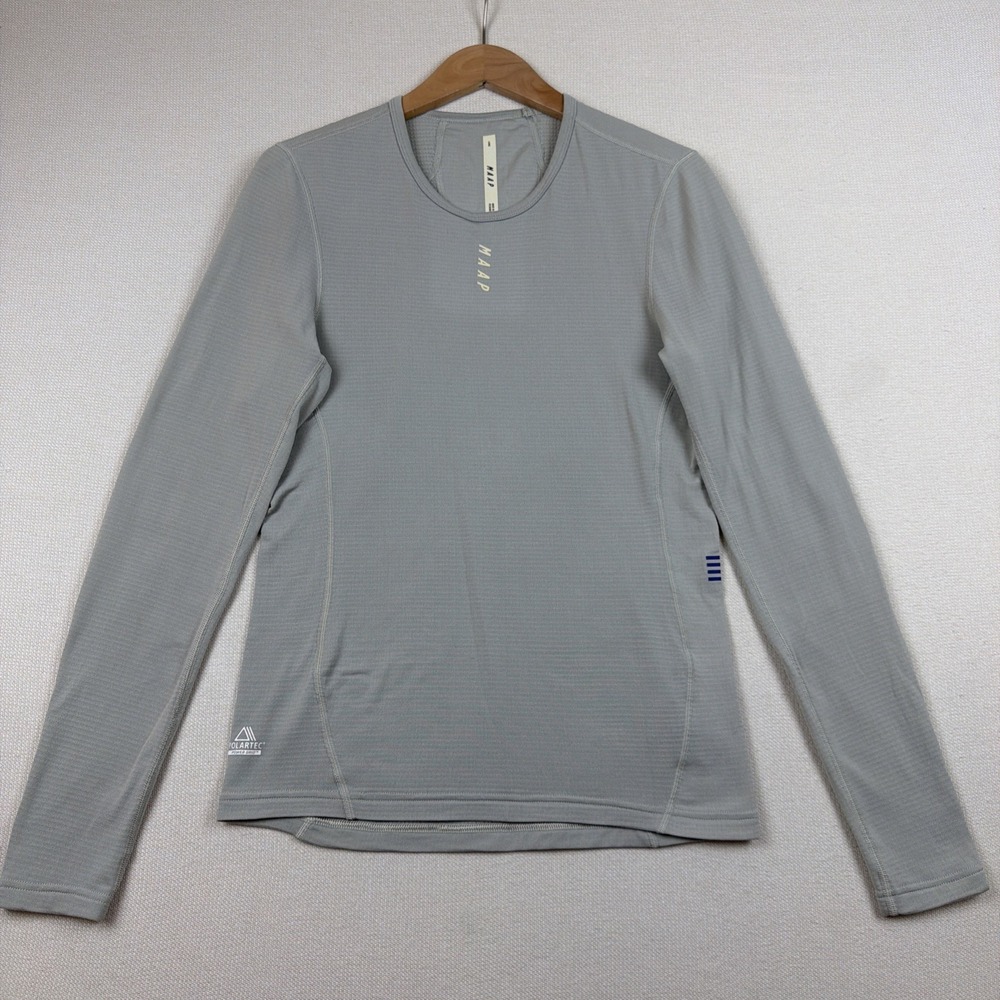 MAAP Cycling Thermal Base Layer Shirt Top Mens Size L Gray Polartec Power Grid